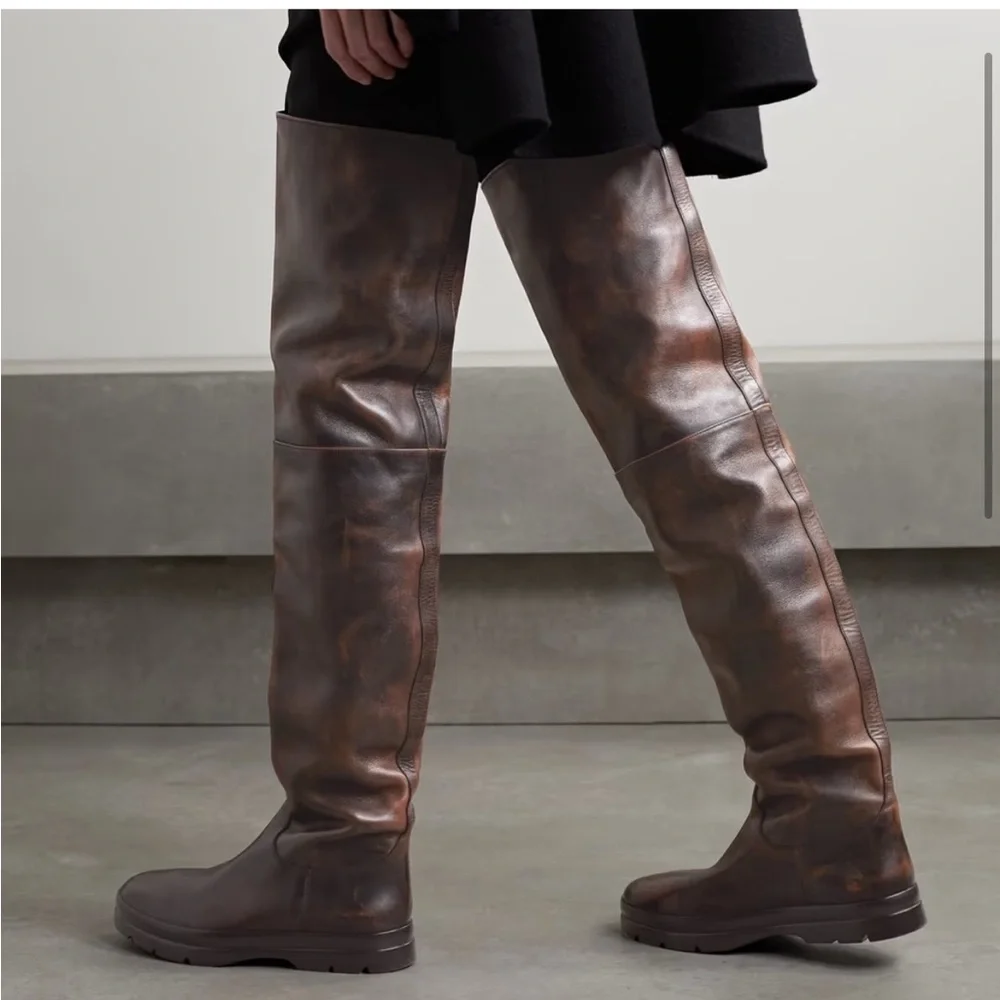 The Row Billie Pull-On Thigh-High Boots Leather Boots